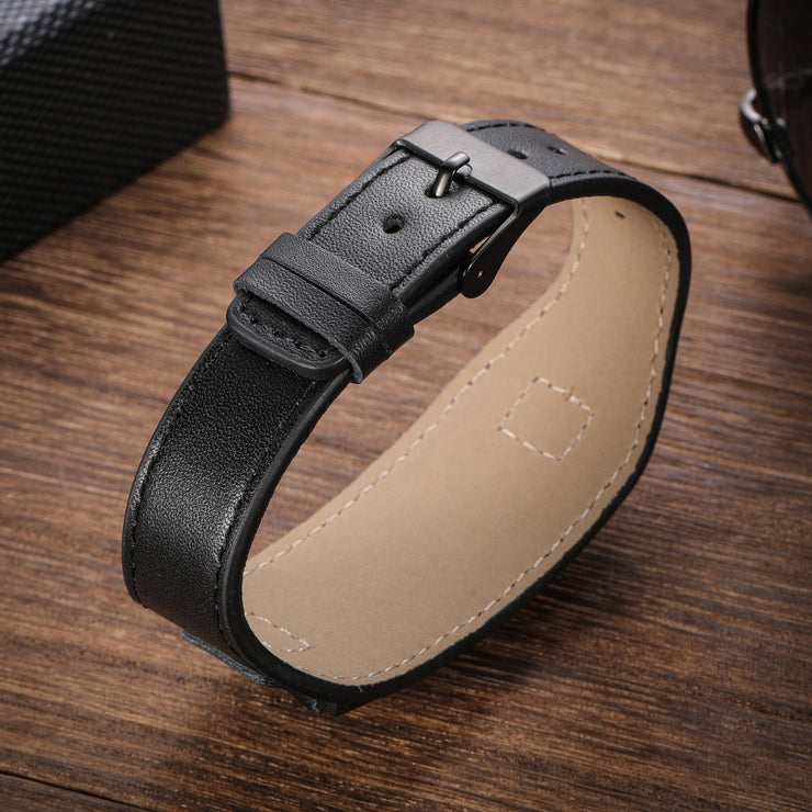 To My Son - Be Brave - Steel & Leather Style Cuff Bracelet