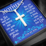 A Mother's Prayer For My Son - Keepsake Message Card & Steel Cross Necklace