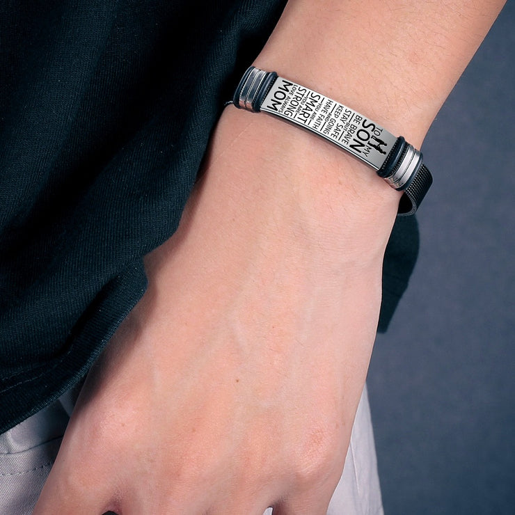 To My Son - Be Brave - Premium Stainless Steel Bracelet