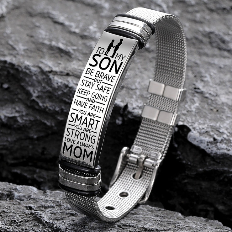To My Son - Be Brave - Premium Stainless Steel Bracelet