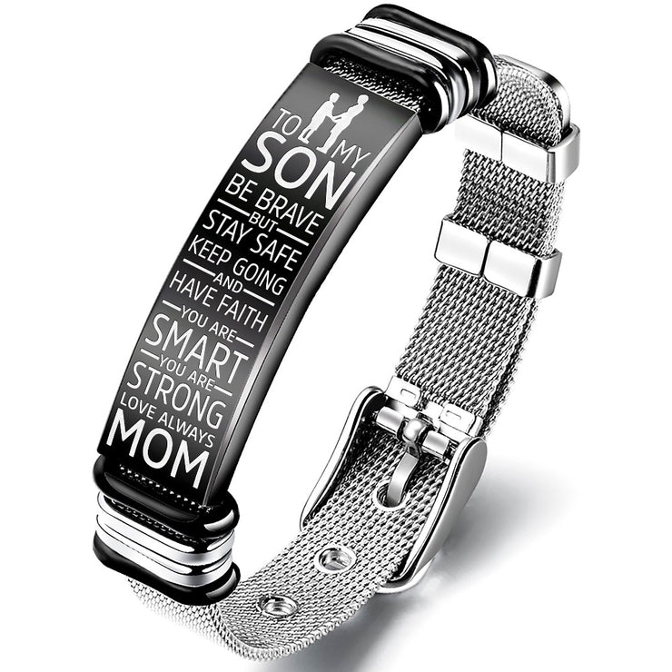 To My Son - Be Brave - Premium Stainless Steel Bracelet