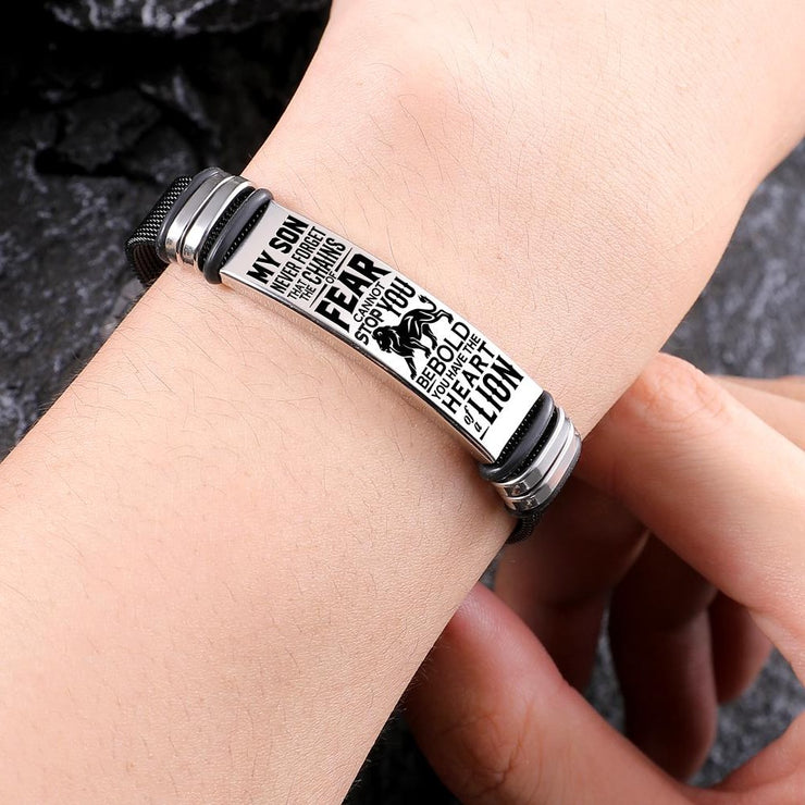 To My Son - Heart of a Lion - Premium Stainless Steel Bracelet