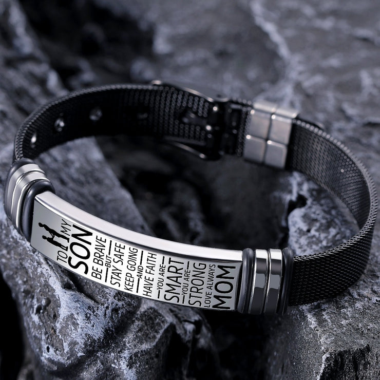 To My Son - Be Brave - Premium Stainless Steel Bracelet