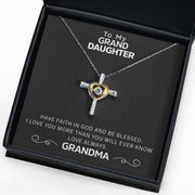 Free Gift Box Included To My Granddaughter - Dancing Jewel Cross Necklace