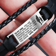 From Mom to Son - Steel & Leather Style Bracelet