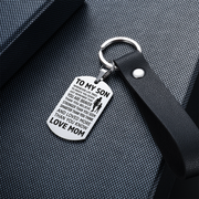 From Mom to Son - Steel & Leather Style Keychain