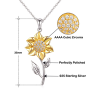 Sunflower Pendant Necklace From Mom to Daughter - Sterling Silver Sunflower Necklace