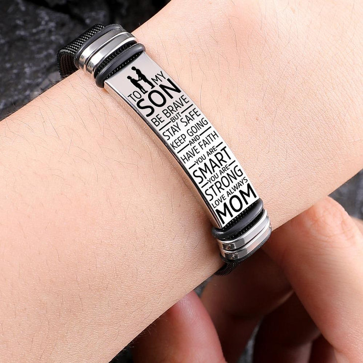 To My Son - Be Brave - Premium Stainless Steel Bracelet
