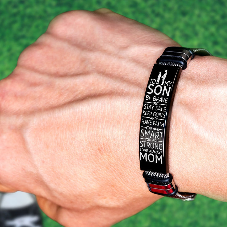 To My Son - Be Brave - Premium Stainless Steel Bracelet