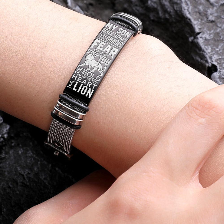 To My Son - Heart of a Lion - Premium Stainless Steel Bracelet