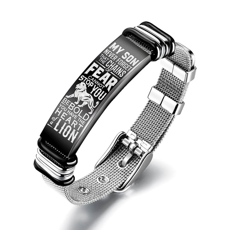 To My Son - Heart of a Lion - Premium Stainless Steel Bracelet