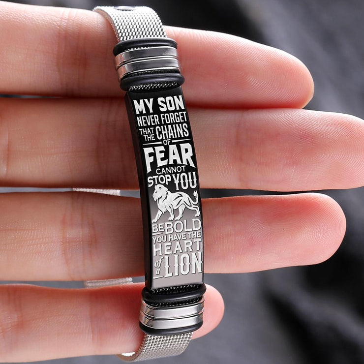 To My Son - Heart of a Lion - Premium Stainless Steel Bracelet