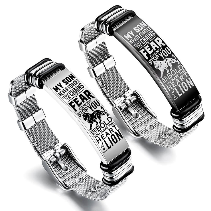 To My Son - Heart of a Lion - Premium Stainless Steel Bracelet