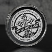 From Wife to Husband - Be Blessed - Stainless Steel EDC Keepsake Coin