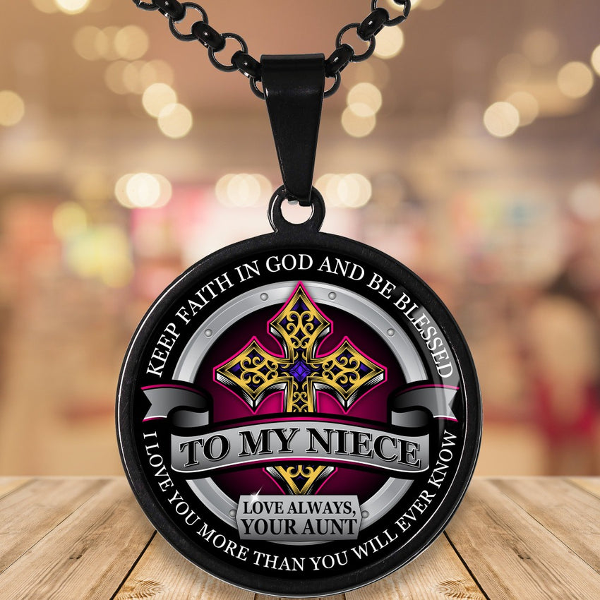 From Aunt to Niece - Be Blessed - Graphic Medallion Necklace
