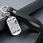 From Dad to Son - Steel & Leather Style Keychain