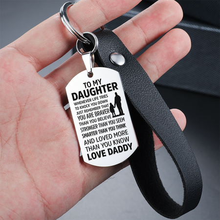 From Daddy to Daughter - Steel & Leather Style Keychain