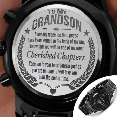 To My Grandson - My Cherished Chapter - Engraved Watch