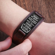 To My Son - Be Brave - Steel & Leather Style Cuff Bracelet