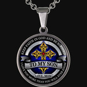 From Mom to Son - Be Blessed - Graphic Medallion Necklace