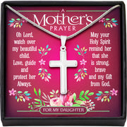 A Mother's Prayer for My Daughter - Keepsake Message Card & Steel Cross Necklace
