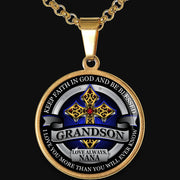 From Nana to Grandson - Be Blessed - Graphic Medallion Necklace