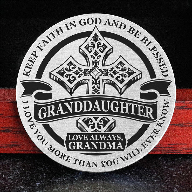 From Grandma to Granddaughter - Be Blessed - Stainless Steel EDC Keepsake Coin