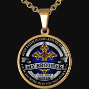 From Sister to Brother - Be Blessed - Graphic Medallion Necklace