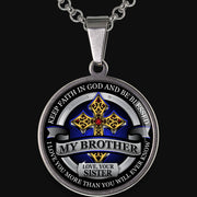 From Sister to Brother - Be Blessed - Graphic Medallion Necklace