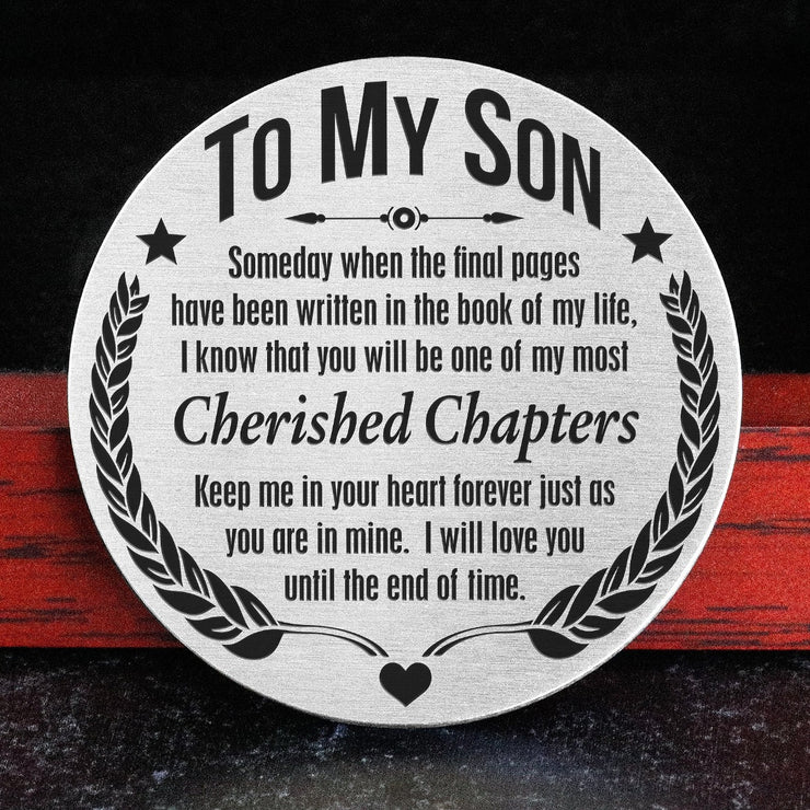 From Mom to Son - Cherished Chapter - Stainless Steel EDC Keepsake Coin
