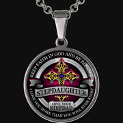 From Stepdad to Stepdaughter - Be Blessed - Graphic Medallion Necklace