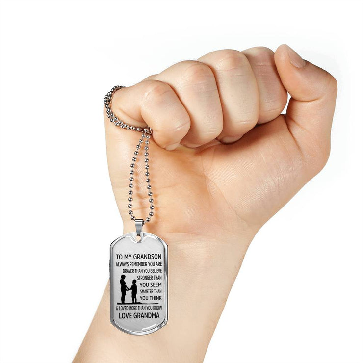 Dog tag store necklace for grandson