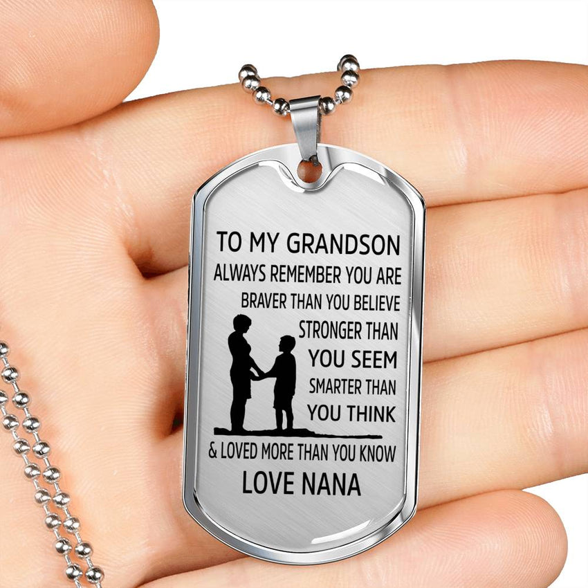 From Nana to Grandson - Stainless Steel Dog Tag Necklace