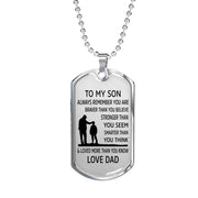 From Dad to Son - Stainless Steel Dog Tag Necklace
