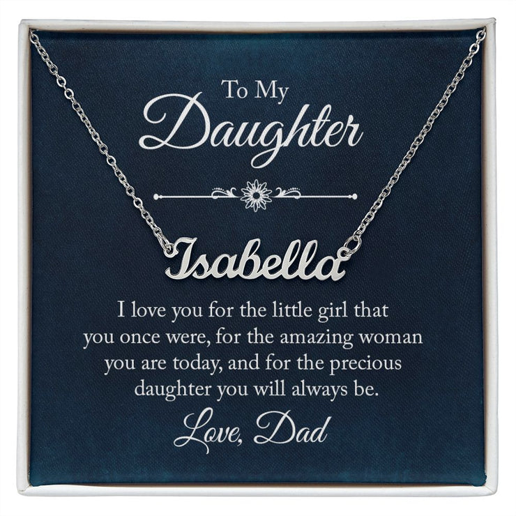 From Dad to Daughter - Custom Name Necklace with Keepsake Message Card