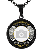 Black My Angel in Heaven Memorial Photo Necklace