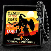 Black To My Son, Do Not Fear - Keepsake Card with Stone Cross Bracelet