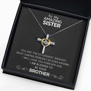 Free Gift Box Included From Brother to Sister - Dancing Jewel Cross Necklace