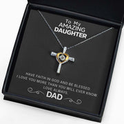 Free Gift Box Included From Dad to Daughter - Dancing Jewel Cross Necklace