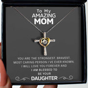 Free Gift Box Included From Daughter to Mom - Dancing Jewel Cross Necklace