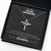 Free Gift Box Included From Grandpa to Granddaughter - Dancing Jewel Cross Necklace