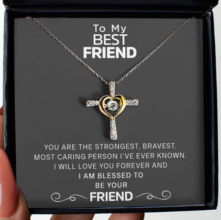 Free Gift Box Included To My Best Friend - Dancing Jewel Cross Necklace