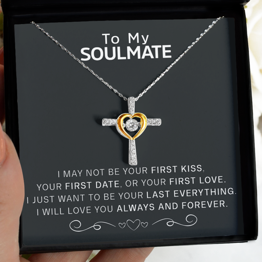 Free Gift Box Included To My Soulmate - Dancing Jewel Cross Necklace