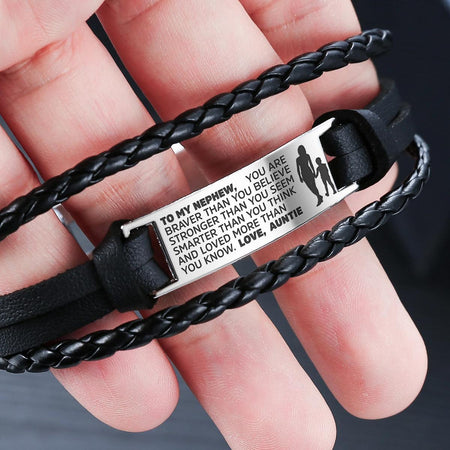 From Auntie to Nephew - Steel & Leather Style Bracelet