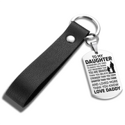 From Daddy to Daughter - Steel & Leather Style Keychain