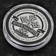 From Mom and Dad to Daughter - Be Blessed - Stainless Steel EDC Keepsake Coin