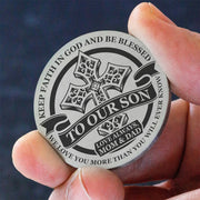 From Mom and Dad to Son - Be Blessed - Stainless Steel EDC Keepsake Coin