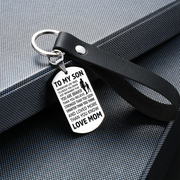 From Mom to Son - Steel & Leather Style Keychain