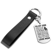 From Mom to Son - Steel & Leather Style Keychain