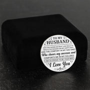 Luxury Black Velvet Gift Box From Proud Wife to Husband - Stainless Steel EDC Keepsake Coin